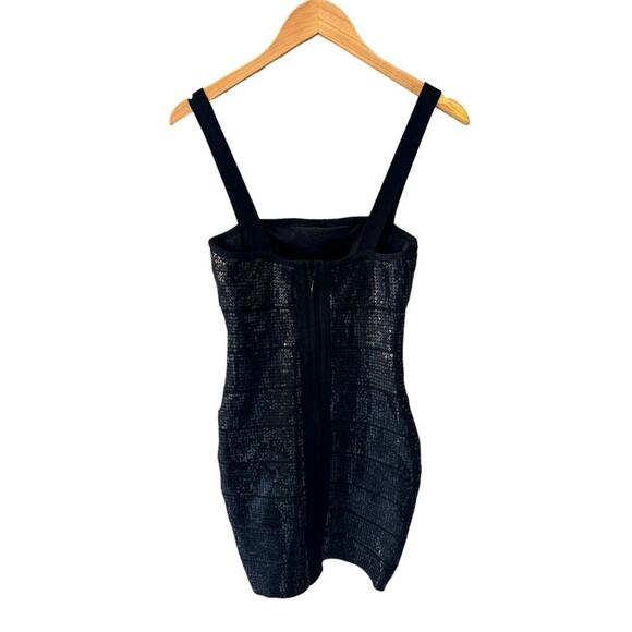 Herve Leger Katherine Black Sequin Bandage Dress Size Medium - Picture 3 of 7